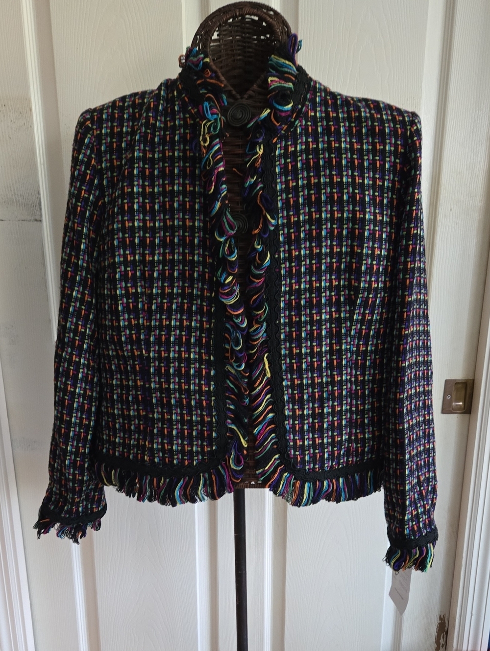 Spenser Jeremy Multicolor Tweed Fringe Blazer
